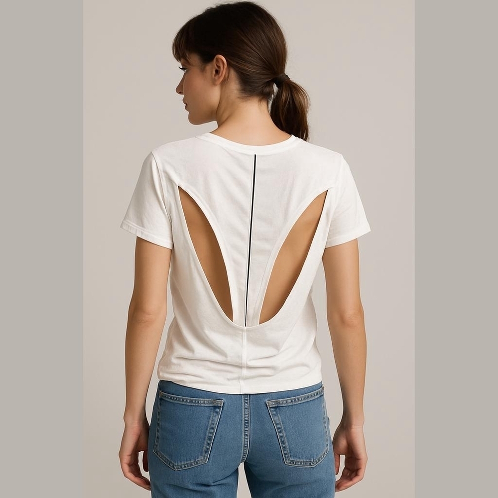 Koral Cut out back cropped White T-Shirt Small